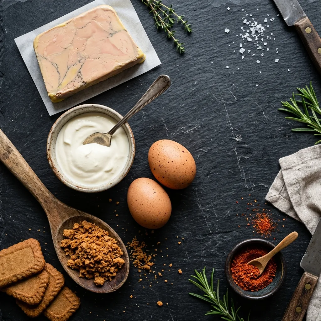 photo des ingrédients du cheesecake au foie gras
